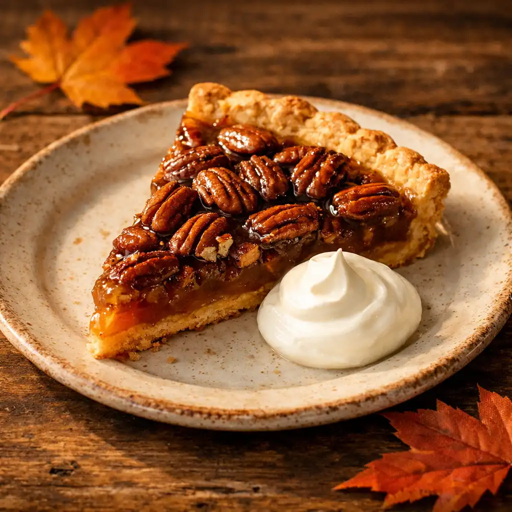 Maple pecan tart with crème fraîche